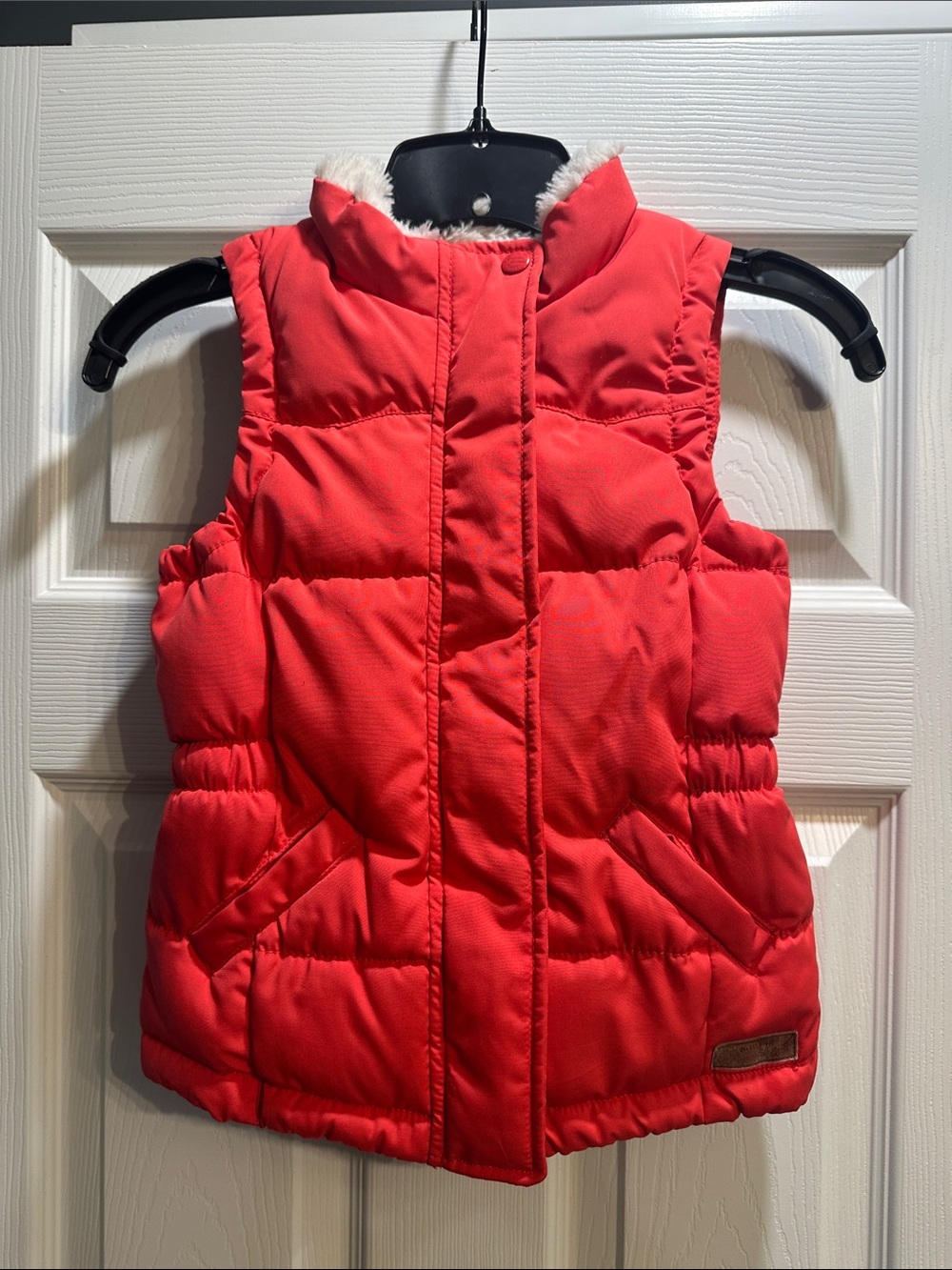 Girls Red/Orange Vest with Fur Trim